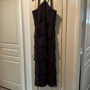 Evening dress.  Chocolate brown. Long with matching Shaw.